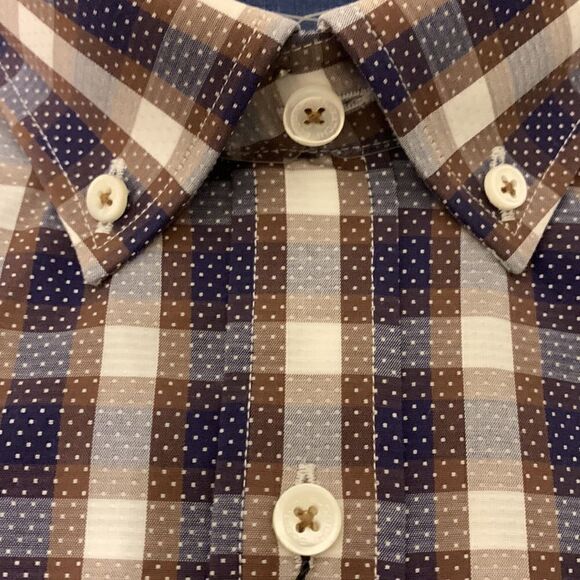 Bugatchi Plaid print classic fit premium soft cotton shirt, size M and L, NWT - Picture 7 of 8